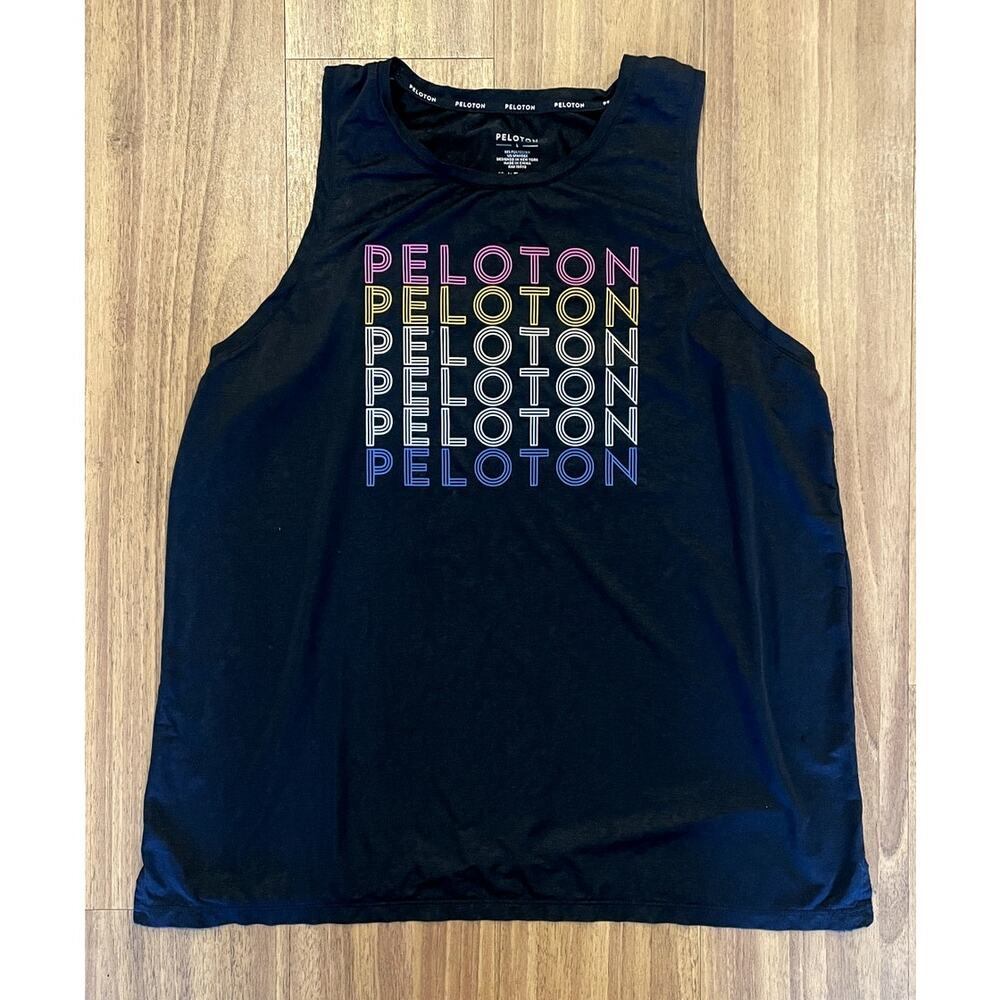 Peloton Women's Tank Top Size L Black Multicolored Polyester Spandex